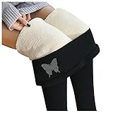 Eauptffy Damen Dicke Winter-Leggings, Hohe Taille, Frauen Winter Verdicktes Fleece Gefüttert Warme Thermoleggings Leggins Sweatpants Schlankheitshose Sherpa Thermo Jogginghose Fleece H