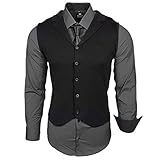 Rusty Neal Herren Hemd Weste Krawatte Set Hemden Business Hochzeit Freizeit Slim Fit, Größe:XL, Farbe: