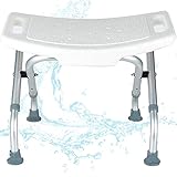 DBMGB Badehocker Duschhocker Klappbar, Duschklappsitz Ohne Bohren, Duschstuhl für Senioren und Baby mit Armlehnen und Ablaufloch-Höhenverstellbar (40-44,5cm), Last 150kg, Leicht zu Trag