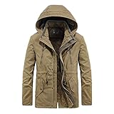 Fleece-Futter Warme Winterjacke Parka Herren Wintermantel Mit Kunstfell Kapuze Outdoor Gefütterte Steppjacke Reißverschluss Hoodie Teddy Fleece Funktionsjacke Schwarz Khaki Amy Grün Übergangsjack