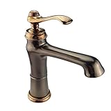 Kitchen Tap Alle Bronze-Badezimmer-Becken-heißes und kaltes Wasser-Mischbatterie Antikes schwarzes Gegenbecken Doppelte Temperatur-Wasserhahn-Deck-Installations-Zeichnung Balkon-Waschbecken-Hahn Gefäß