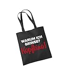 clothinx - Warum ich grinse? Kopfkino! - Baumwolltasche Schwarz, langer Henk