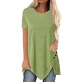 Zilosconcy Oberteile Frauen Mode Bunte Blumenmuster Tunika Damen Große Größen Sommershirts Damen V Ausschnitt Hemd Casual Tee Shirt Tops Sommer Kurzarm Damen Chiffon Bluse Basic Shirt Sommer B