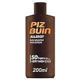 Piz Buin Allergy Sonnencreme mit LSF 50+, Sonnenschutz für empfindliche Haut, wasserfest und schnell einziehend, 200