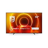 Philips TV Ambilight 50PUS7805/12 Fernseher 126 cm (50 Zoll) LED TV (4K UHD, P5 Engine, Dolby Vision, Dolby Atmos, HDR 10+, Alexa Sprachsteuerung, Saphi Smart TV, HDMI) Grau/Silber [Modelljahr 2020]