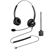 Oppetec Headset RJ9 schnurgebundenes Telefon Headset mit Noise Cancelling Mikrofon Kompatibel mit Telefonen von Avaya Mitel Polycom NEC