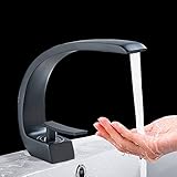 Acesunny Waschtischarmatur Wasserfall Wasserhahn Bad Waschbecken Bad Armatur 0.3-0.5Mpa Messing Wasserfall Waschtischarmatur schwarz Bad Wasserhahn Armatur Waschbeck