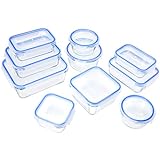 Amazon Basics - Glasbehälter für Lebensmittel, mit Deckel, 20 -teiliges Set(10 Behälter + 10 Deckel), B