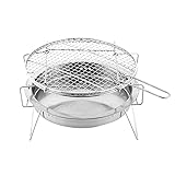 SUPYINI Grill Stainless Steel,Barbecue,BBQ,Round Foldable Grill,Portable Charcoal Grill,Table Grill,Camping Trip to Picnic,Garden Terrace Outdoors,Family Party Grill for 2 to 5 People,22 * 14