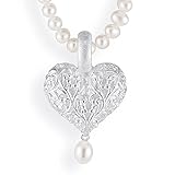Drachenfels Herz-Anhänger mit Süßwasserperle in Echtsilber | Kollektion Arsen & Spitzenhäubchen | Anhänger in Herzform aus 925 Sterlingsilber für D