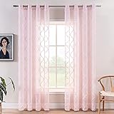 MIULEE 2er Set Voile Marokko Vorhang Sheer mit Ösen Transparente Optik Gardine Ösenschal Wohnzimmer Fensterschal Luftig Chic Lichtdurchlässig Dekoschal für Schlafzimmer, 140x225cm 55x88Inch, R