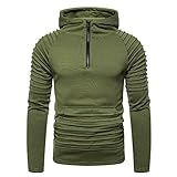 DDZYQ Pullover Herren Urban Einfarbig Reißverschluss Ausschnitt Falten Mit Kapuze Herren Sweatshirt Herbst Winter Mehrfarbig Slim Fit Mit Taschen Outdoor Sport Männer Lang