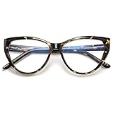 VEVESMUNDO Anti blaulicht Brille UV Schutz Damen Ohne Sehstärke Computerbrille Katzenaugen Große Federscharnier Mode Vintage Anti Müdigkeit Brillenfassung mit B