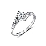 LEJAHAO Verlobungsring Damen Ring Verstellbar Zirkonia Öffnen Aesthetic Solitärring Damenring Hochzeitsringe Promise Engagement Ringe Schmal Vorsteckring Schöne Geschenke für Frauen Geburtstag Silb