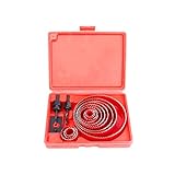 17pcs Loch Sah Cutter Set(19-127mm) High Speed Carbon Stahl, kit mit Holz Core Bohrer Dorne Hex Schlüssel und Installieren Platte, Loch Schneiden Werkzeuge für Downlight, holzbearbeitung, PVC (Red)