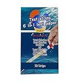 fasloyu 50 Stück Pool Teststäbchen 6 in 1 Wassertester Teststreifen Teststrips für Chlor, pH Wert und Algenschutz, Quick Test, für Pool und Whirlpool (2pcs)