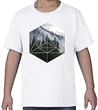 Geometric Forest Vector Mandala Art Weiß Kids Crew Neck T-Shirt S