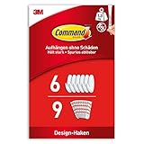 Command Designer-Haken, Größe M, Weiß - Packung mit 6 Haken und 9 Mittelgroße Strips für den Innenbereich - Organisieren ohne Beschädigung