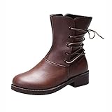Zarupeng Winterstiefel Gefüttert Damen Hohe Stiefel Schnürstiefel Winterboots mit Plateau Frauen Langschaftstiefel Bequem Winter Warm Damenschuhe High Heel Schnürstiefeletten S