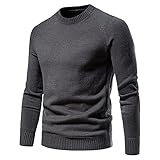 WSDZN 2021 Herren Einfarbiges, Regelmäßiges Raglanärmel-Pullover-Stricktops, All-Match-Basispullovers für Herbst Winter,Mode Weiche Bequeme Warme Freizeithemdens, Businesshemdens, Sweatshirts T