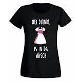 Damen Fun T-Shirt MEI Dirndl is IN DA WÄSCH - Oktoberfest München Wiesn Bayern München schwarz XXL