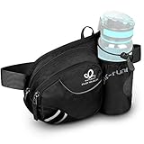WATERFLY Gürteltasche Bauchtasche mit Flaschenhalter Damen und Herren, Atmungsaktiv Sport Hüfttasche für Laufen Radfahren Camping Klettern Reisen Wandern Joggen Hundetraining
