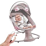 Babyschaukel Babystuhl Bouncer Bluetooth Neugeborenen Schlafwiege Kleinkinder Komfort Schaukel Liegestuhl mit Fernbedienung Baby Elektrischer Schaukelstuhl für 0-3 Jahre altes Baby (Pink)