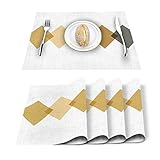 ARTSHOWING Set von 6 Tischsets Hitzebeständig für Esstisch Leinen Tischsets Modern Rechteckig Pad Platzset 30,5 x 45,7 cm - Diamant Klassisch G