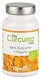BIO Kurkuma Kapseln (60 Kapseln/nur 1 Kapsel am Tag) 95% Curcumin + Piperin für eine deutlich bessere Aufnahme von Curcuma, Nahrungsergänzungsmittel mit EU Bio-Siegel, hergestellt in D