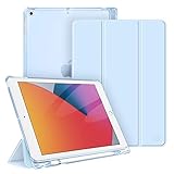 Fintie Hülle für iPad 9. Generation 2021 / 8. Gen 2020 / 7. Gen 2019 10.2 Zoll mit Stifthalter, Ultradünn Leichte Schutzhülle mit transparenter Rückseite Abdeckung mit Auto Schlaf/Weck, Himmelb