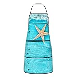 Kochschürzen mit Seestern-Druck, für Damen, Hals-Lätzchen, Schürze mit Tasche, Kochschürzen zum Kochen, Backen, Gartenarbeit, Unisex