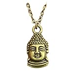 Einfach Vintage Antik Bronze, antik silber Farbe 16 * 14 mm Doppelseitige Buddha Kopf Anhänger Halsk