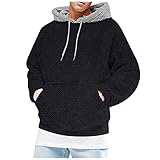 SSLLM Herren Kapuzenpullover Plüsch Warm Pullover Hoodie Mode Farbblock Sweatshirt Kapuzenpulli Casual Lose Fleece-Innenseite Sweatjacke Kapuzenjacke Thermo Hoodies für Männer Teenag