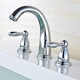 XDYNJYNL Kitchen Tap Moderne 3-Loch-Waschtischarmaturen - Bad Zweihand-Waschtischarmatur - Hot & Cold Mixer Waschtischarmatur vertikale Montage for Bad Messing Badewanne Armatur Gefäß