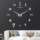 VIVILINEN Große DIY Wanduhr Rahmenlos Modern Mute 3D Spiegel Aufkleber DIY Uhr Heim- und Bürodek