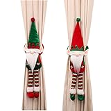 eBoutik - Set mit 2 Weihnachts-Vorhanghalterungen, Gonk/Elfen-Dekoration, Plüsch, schwedische Ornamente für Baum oder Türen, Vorhänge – Xmas Tomte gesichtslose E