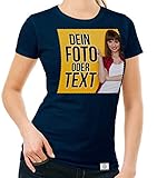 Dein individuelles T-Shirt mit deinem Bild und Text! Damen T-Shirt - dunkelblau M