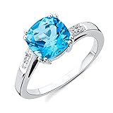 Miore Damen Weißgold Topas Verlobungsring 9KT (375) mit Diamant Brillanten 0.06 ct (48)