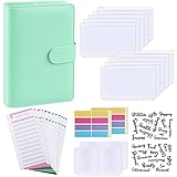 SODIAL Budget Binder, A6 PU-Leder Notizbuch Planer Organizer nachfüllbar 6 Binder Cover Briefaufkleber Etiketten grü