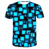 Sommer 3D Persönlichkeit Herren und Damen Casual Rundhals Lose Kurzarm T-Shirt Schwarz XXL