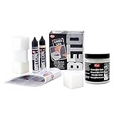 Viva Decor® Trenddekor Beton Effekt Set (Paste 250 ml & Lasur hell & dunkel je 28 ml) Betonoptik Farbe, Bastel Beton Paste für Beton Deko, Kreativ Beton Farben - Made in Germany