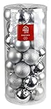 BURI Weihnachtsbaumkugeln Silber 35-TLG Christbaumschmuck Baumschmuck Christbaumkug