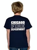 Kinder T-Shirt Navy, Chicago FIRE DEPT, in Weiss 152 (11-12 Jahre) XXL