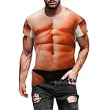 Summer Tops Herren 3D Muskelsimulationsdruck Slim Fit Tshirts Freizeit Fitness Oberteil Mit Rundhals Stretch Material Sportshirt Atmungsaktiv Kurzarm Mode Streetw