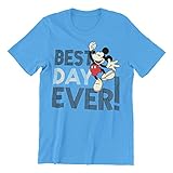 Disney Best Day Ever Mickey Mouse T-Shirt für Erwachsene, Unisex, Hellblau -  Blau -  Larg