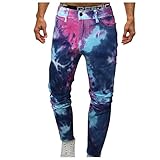 Herren Batik-Denim-Jeans mit Knopf und Tasche Herren Sweathose in Jeansoptik Slim Fit Stretch Jeanshose Designer H