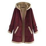 Darringls Fleecemantel Damen Teddy Fleecejacke Übergangsjacke Lockerer Langmäntel Steppmantel Trenchcoats Große Größen Kapuzenjacke Bequemer Wintermäntel Winterjack