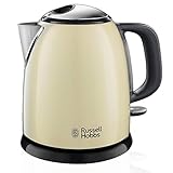 Russell Hobbs Mini-Wasserkocher Colours+ creme, 1,0l, 2400W, Schnellkochfunktion, herausnehmbarer Kalkfilter, optimierte Ausgusstülle, kleiner Reisewasserkocher, kompakter Teekocher 24994-70