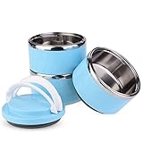 CUTULAMO Hunde-Katzen-Reisenapf, 3 Schichten Pet Feeder Hunde-Wassernäpfe 2L Tragbar für Katzen Hunde zum Spazierengehen Parken R
