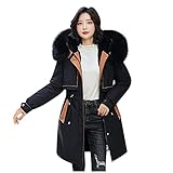 Eaylis Damen Lange Baumwoll-wattierte Jacken Mode Oberbekleidung Tasche Wildleder Kapuzenmäntel, Leichte Daunenjacke Mit Kapuze Steppjacke Softdaunenjacke Winterjacke Übergangsjacke Daunen Park